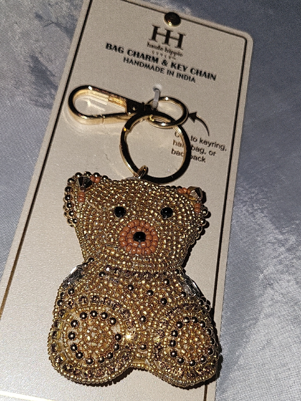 Haute Hippie Gold Teddy Bear Bag Charm Keychain Key Chain  TA Rt LP